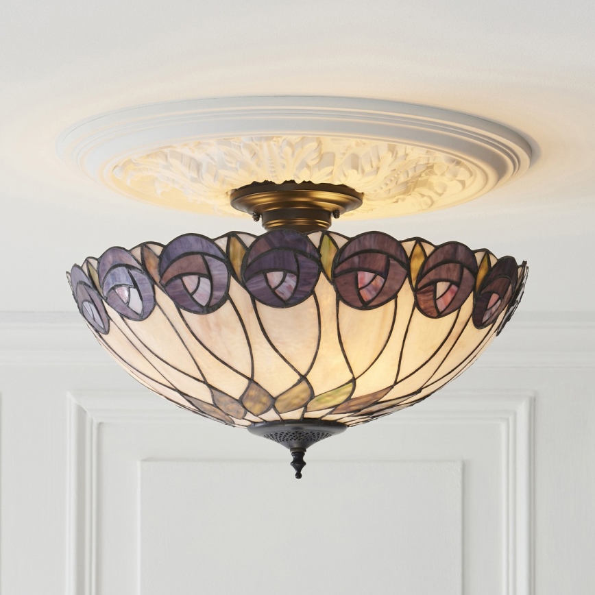 Endon 111906 - Lustră de tavan aplicată Tiffany HUTCHINSON, 3xE27/10W/230V, diam. 50 cm