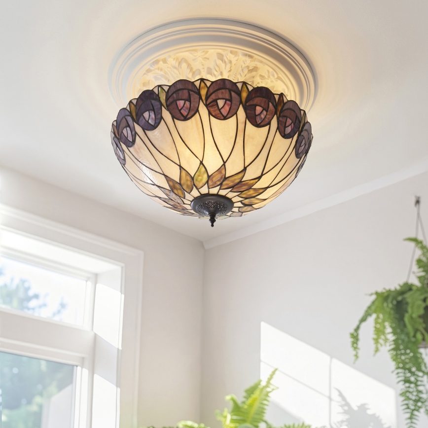 Endon 111906 - Lustră de tavan aplicată Tiffany HUTCHINSON, 3xE27/10W/230V, diam. 50 cm