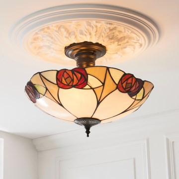 Endon 111907 - Lustră aplicată Tiffany INGRAM 3xE27/10W/230V, Ø 45 cm