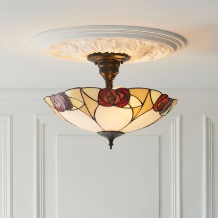 Endon 111907 - Lustră aplicată Tiffany INGRAM 3xE27/10W/230V, Ø 45 cm