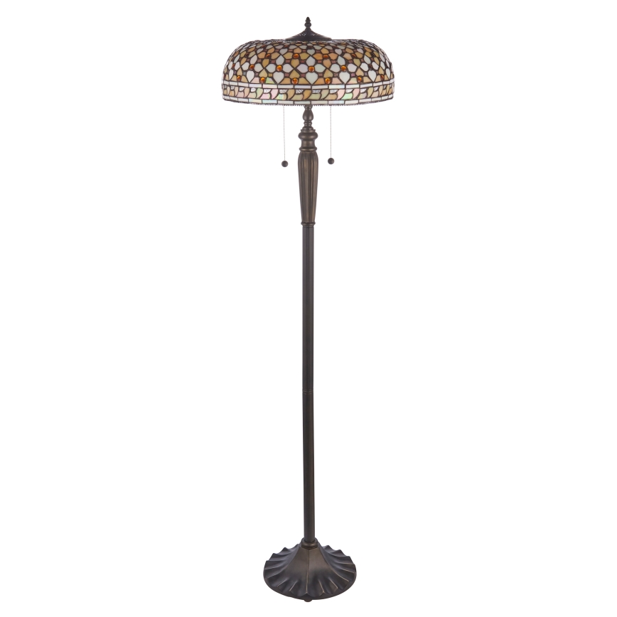 Endon 111921 - Lampă de podea Tiffany MILLE FEUX, 2 x E27 (10 W), 230 V, Ø 45 cm