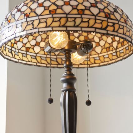 Endon 111921 - Lampă de podea Tiffany MILLE FEUX, 2 x E27 (10 W), 230 V, Ø 45 cm