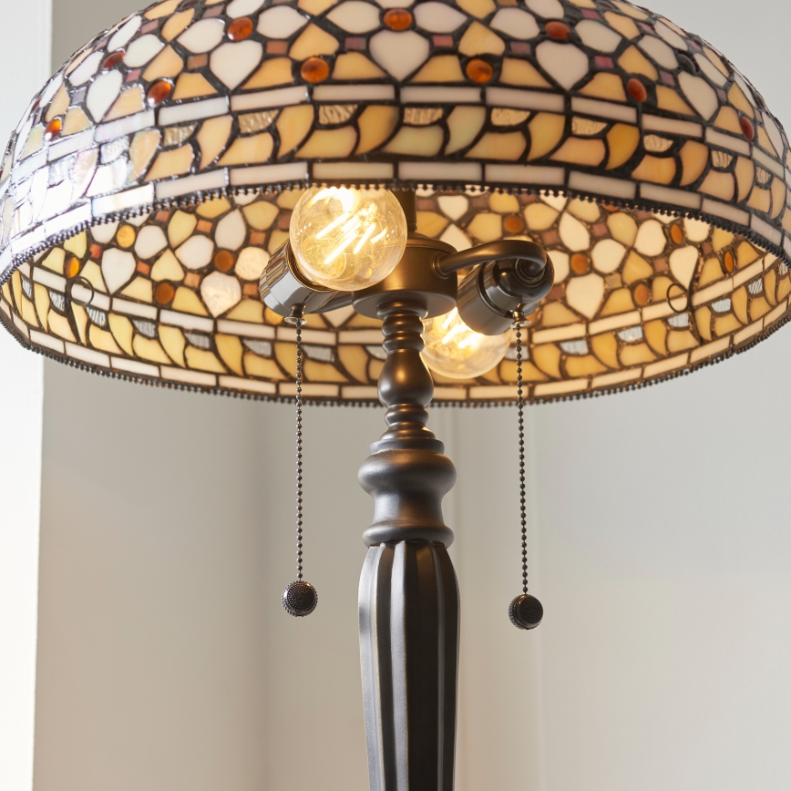 Endon 111921 - Lampă de podea Tiffany MILLE FEUX, 2 x E27 (10 W), 230 V, Ø 45 cm