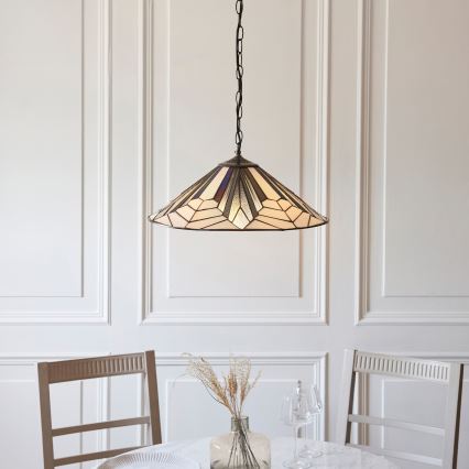 Endon 111922 - Candelabru Tiffany ASTORIA pe lanț, 3xE27/10W/230V, Ø 48 cm