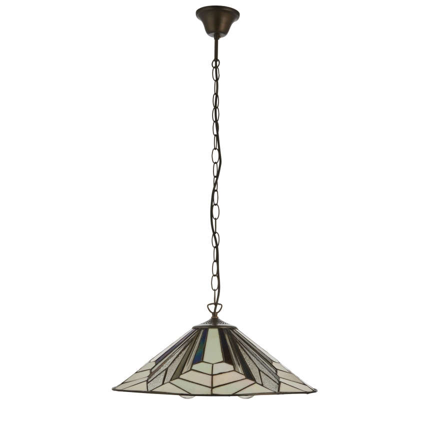 Endon 111922 - Candelabru Tiffany ASTORIA pe lanț, 3xE27/10W/230V, Ø 48 cm
