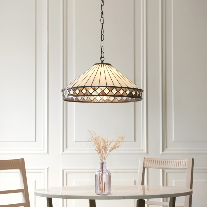 Endon 111961 - Lustru suspendat cu lanț Tiffany FARGO 3xE27/10W/230V diam. 50 cm