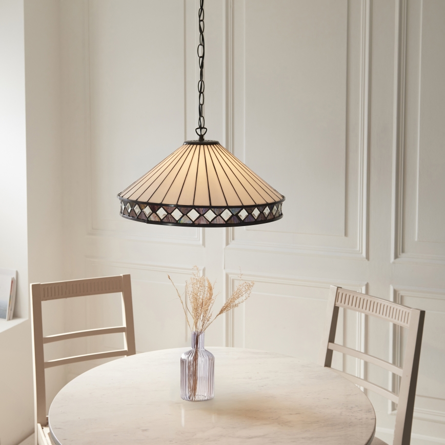 Endon 111961 - Lustru suspendat cu lanț Tiffany FARGO 3xE27/10W/230V diam. 50 cm