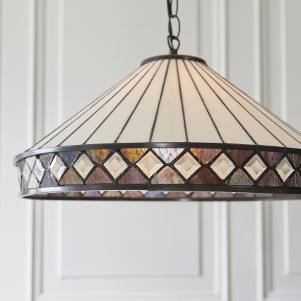 Endon 111961 - Lustru suspendat cu lanț Tiffany FARGO 3xE27/10W/230V diam. 50 cm