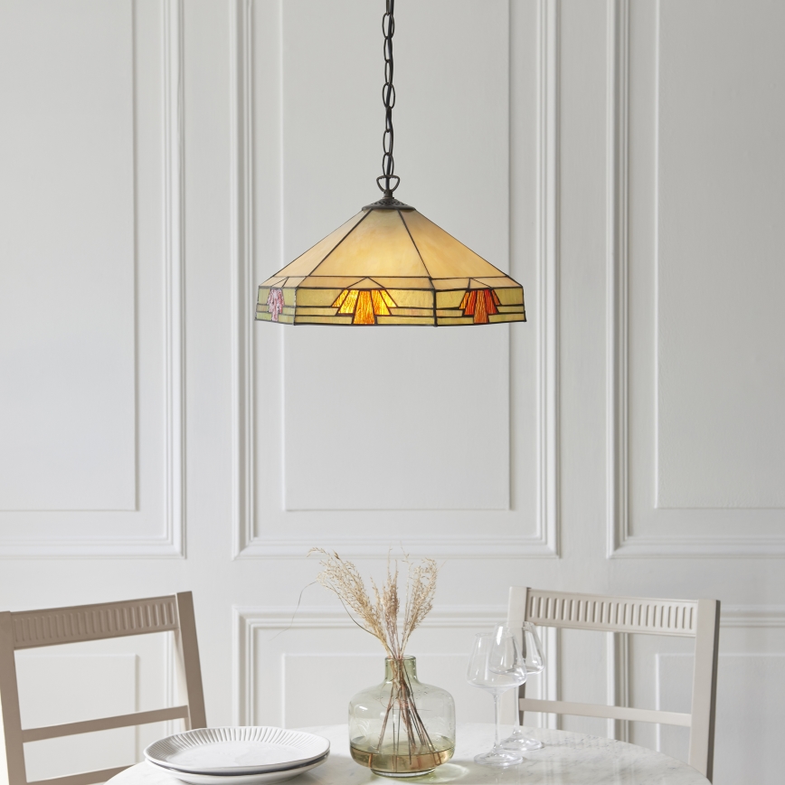 Endon 111989 - Lustră cu lanț Tiffany NEVADA 3xE27/10W/230V Ø 40 cm
