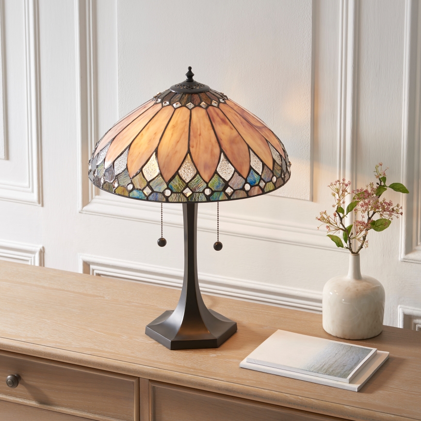 Endon 112183 - Lampă de masă Tiffany BROOKLYN 2xE14/10W/230V Ø 40 cm