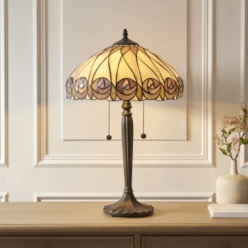 Endon 112184 - Lampă de masă Tiffany HUTCHINSON, 2x E27/10W/230V, diam. 40 cm