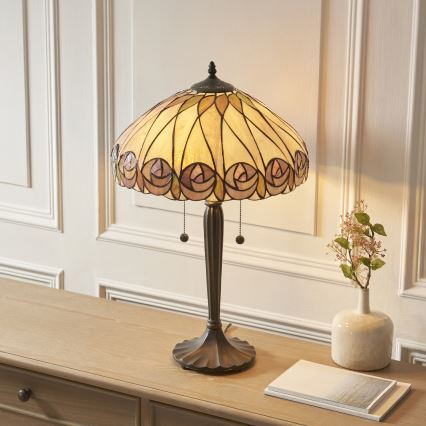 Endon 112184 - Lampă de masă Tiffany HUTCHINSON, 2x E27/10W/230V, diam. 40 cm