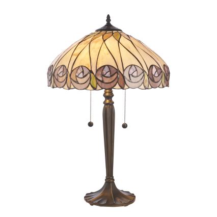 Endon 112184 - Lampă de masă Tiffany HUTCHINSON, 2x E27/10W/230V, diam. 40 cm