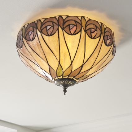 Endon 112188 - Plafonieră Tiffany HUTCHINSON, 2xE27/60W/230V, Ø 40 cm