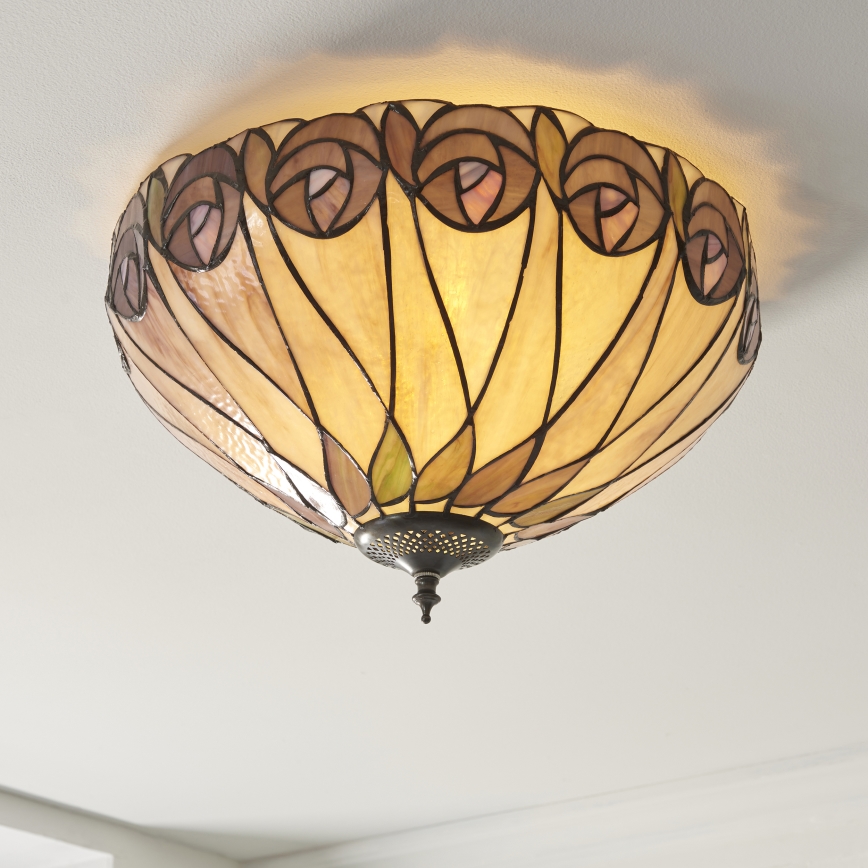 Endon 112188 - Plafonieră Tiffany HUTCHINSON, 2xE27/60W/230V, Ø 40 cm