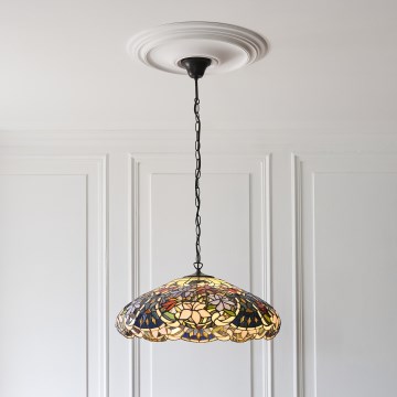 Endon 112193 - Candelabru suspendat pe lanț Tiffany SULLIVAN 3xE27/60W/230V ø 57 cm