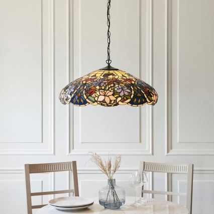 Endon 112193 - Candelabru suspendat pe lanț Tiffany SULLIVAN 3xE27/60W/230V ø 57 cm
