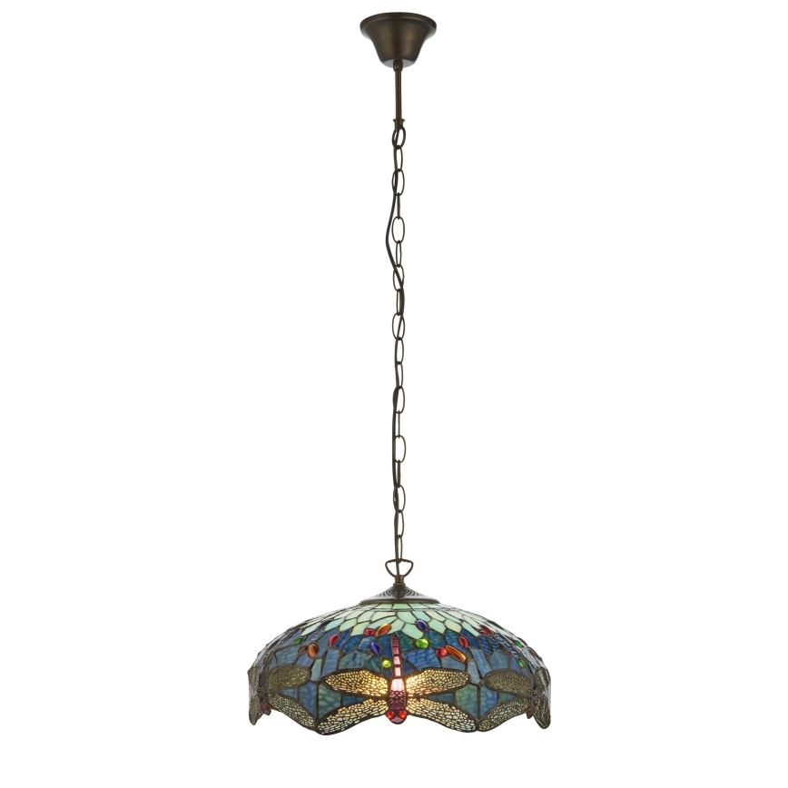 Endon 112195 - Lustră pe lanț Tiffany DRAGONFLY 1xE27/60W/230V Ø 41 cm