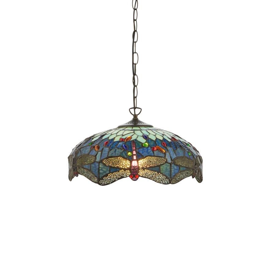 Endon 112195 - Lustră pe lanț Tiffany DRAGONFLY 1xE27/60W/230V Ø 41 cm
