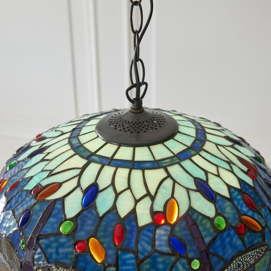 Endon 112195 - Lustră pe lanț Tiffany DRAGONFLY 1xE27/60W/230V Ø 41 cm