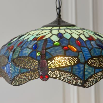 Endon 112195 - Lustră pe lanț Tiffany DRAGONFLY 1xE27/60W/230V Ø 41 cm