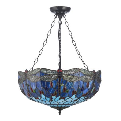 Endon 112250 - Lustru suspendat pe lanț Tiffany DRAGONFLY 3xE27/60W/230V, diam. 50 cm
