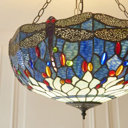 Endon 112250 - Lustru suspendat pe lanț Tiffany DRAGONFLY 3xE27/60W/230V, diam. 50 cm