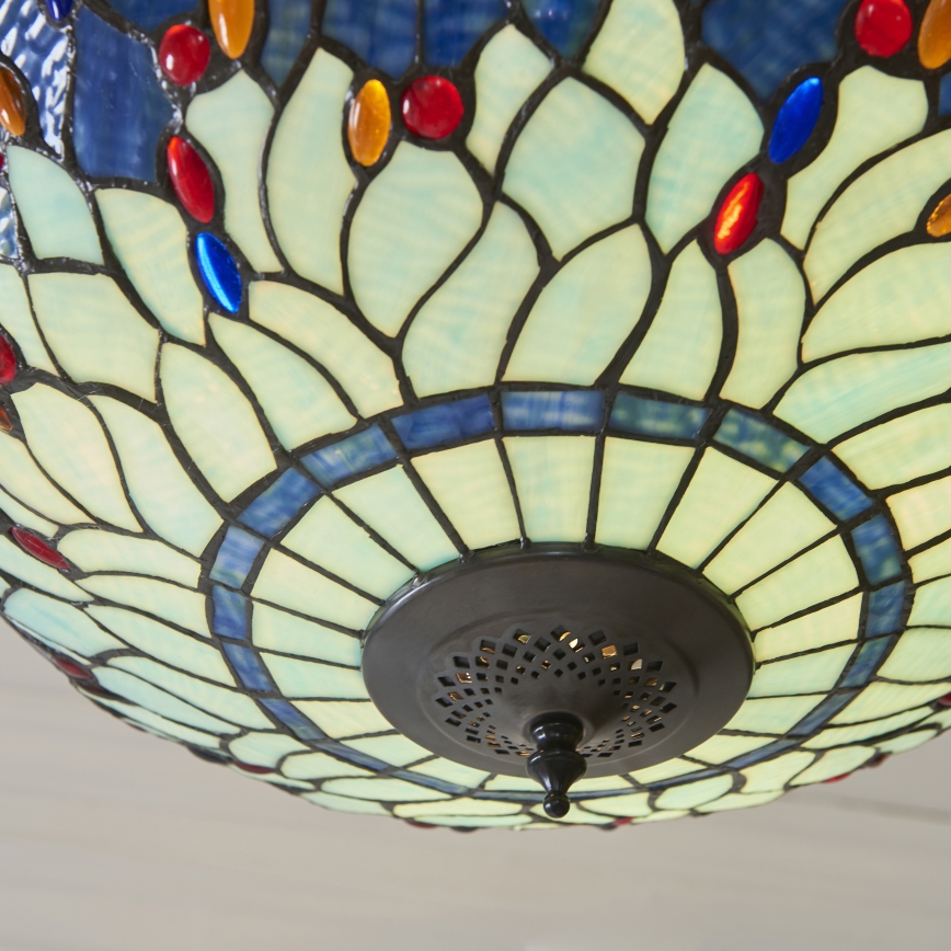 Endon 112250 - Lustru suspendat pe lanț Tiffany DRAGONFLY 3xE27/60W/230V, diam. 50 cm