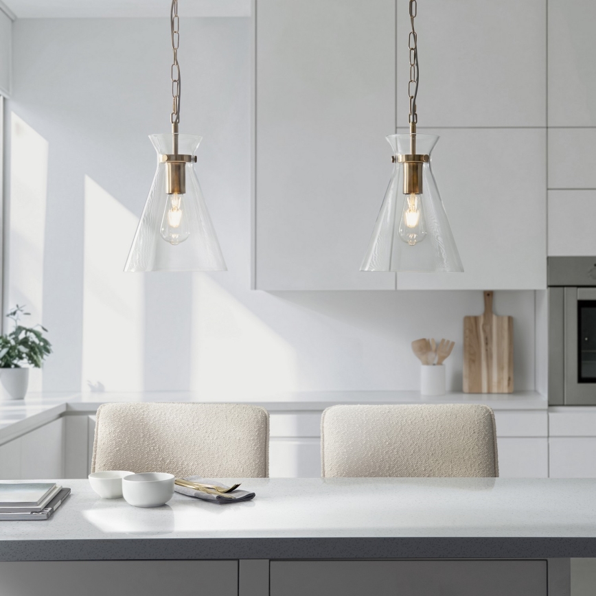 Endon 112859 - Candelabru pe lanț HARLOW 1xE27/10W/230V alamă