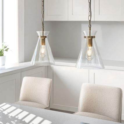 Endon 112859 - Candelabru pe lanț HARLOW 1xE27/10W/230V alamă