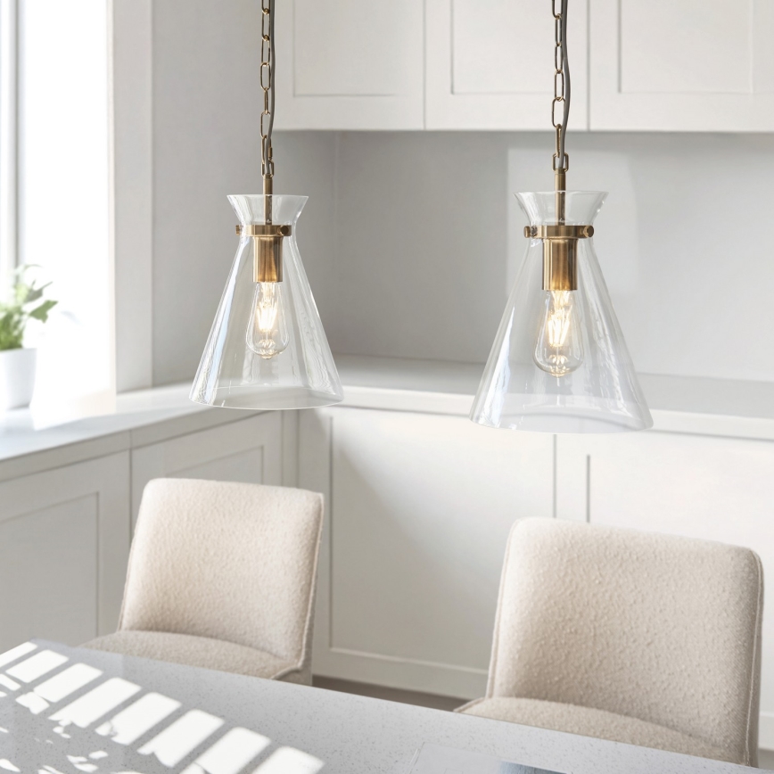Endon 112859 - Candelabru pe lanț HARLOW 1xE27/10W/230V alamă