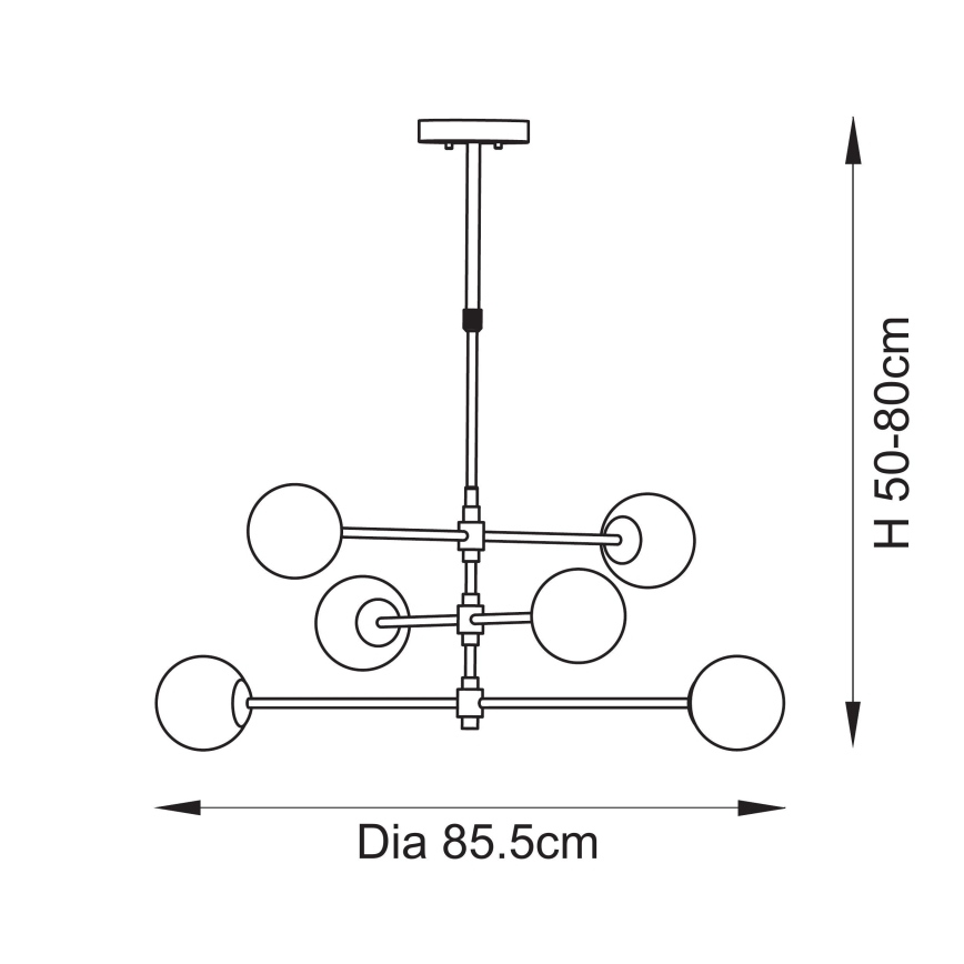 Endon 114039 - Lustru pe tijă 6xG9/3,2W/230V auriu