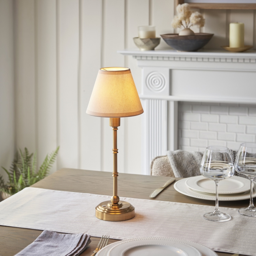 Endon 114811 - Lampă de birou LED reîncărcabilă dimabilă BURLEY, 1,5W/5V, 3600 mAh, alamă/alb