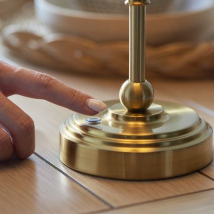 Endon 114811 - Lampă de birou LED reîncărcabilă dimabilă BURLEY, 1,5W/5V, 3600 mAh, alamă/alb