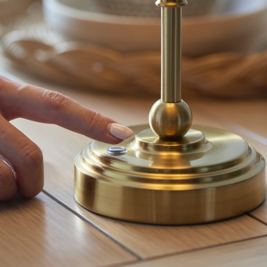 Endon 114811 - Lampă de birou LED reîncărcabilă dimabilă BURLEY, 1,5W/5V, 3600 mAh, alamă/alb