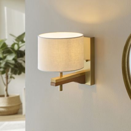 Endon 116995 - Lampă de perete HEATHCLIFF, 1x E14/7W/230V, alamă/frasin