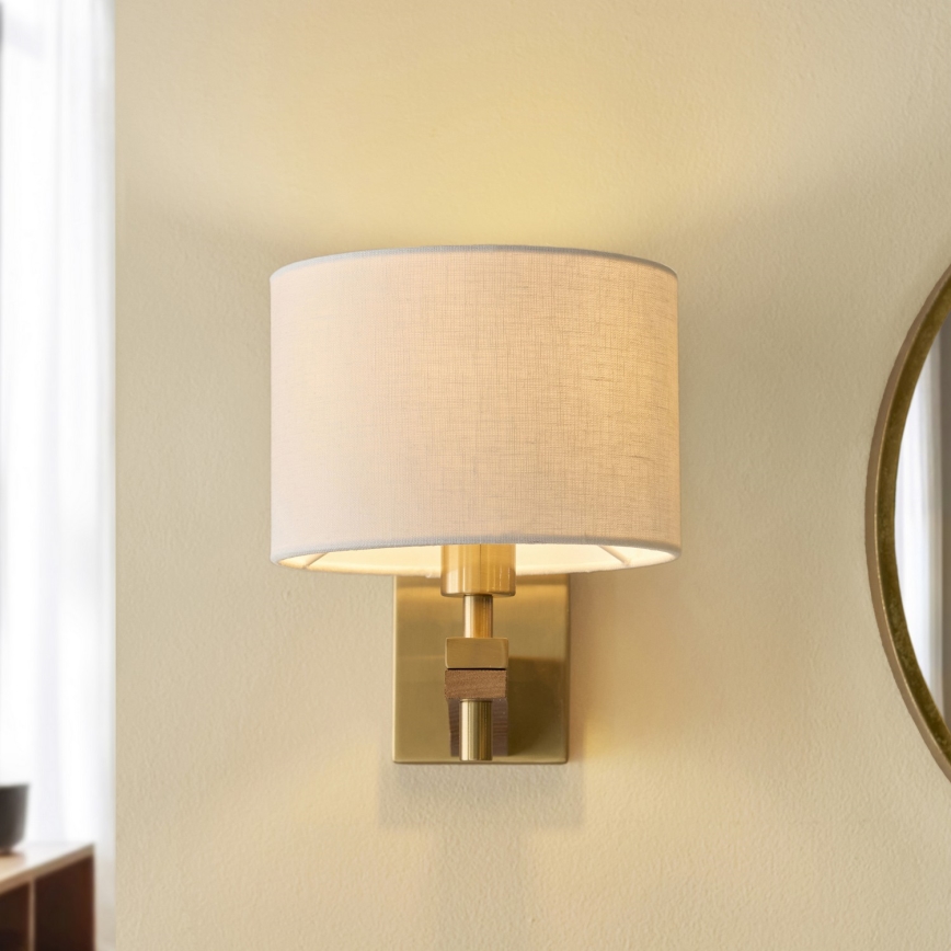Endon 116995 - Lampă de perete HEATHCLIFF, 1x E14/7W/230V, alamă/frasin