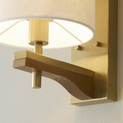 Endon 116995 - Lampă de perete HEATHCLIFF, 1x E14/7W/230V, alamă/frasin
