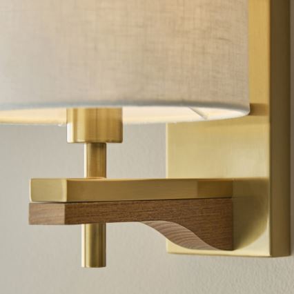 Endon 116995 - Lampă de perete HEATHCLIFF, 1x E14/7W/230V, alamă/frasin