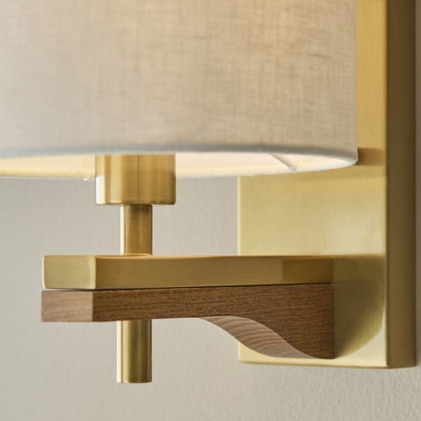 Endon 116995 - Lampă de perete HEATHCLIFF, 1x E14/7W/230V, alamă/frasin