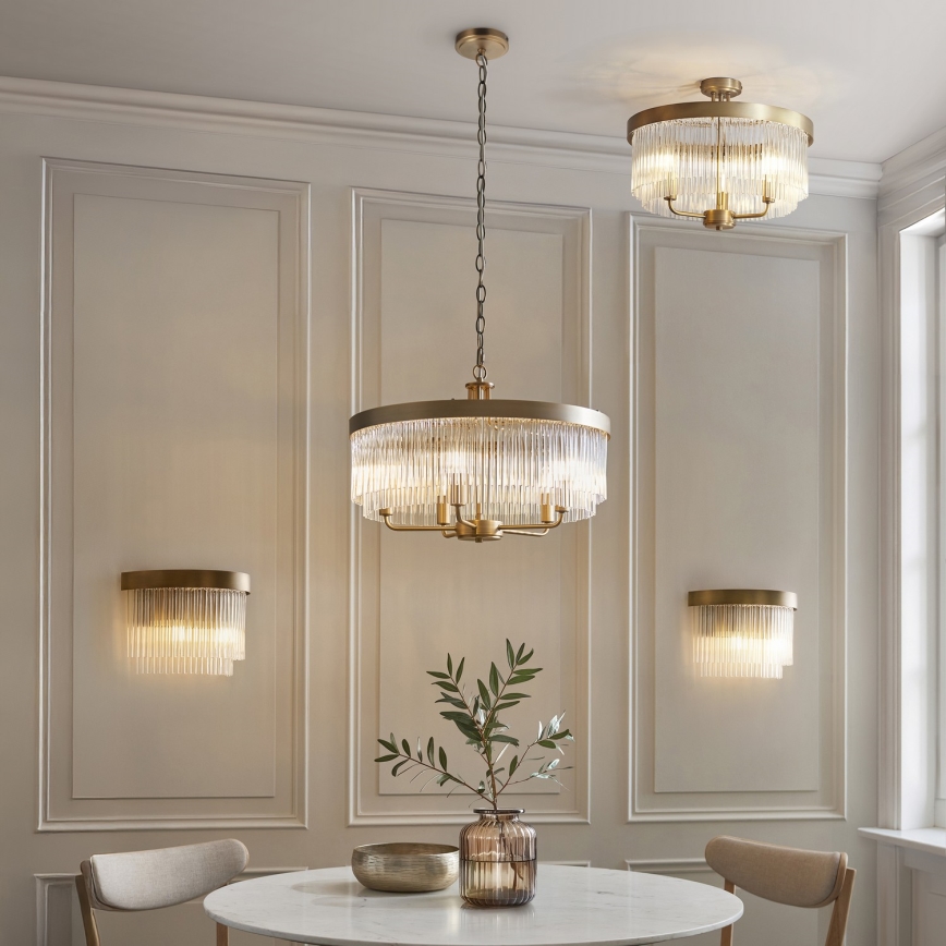Endon 119110 - Candelabru CLERMONT cu lanț, 5xE14/6W/230V, alamă