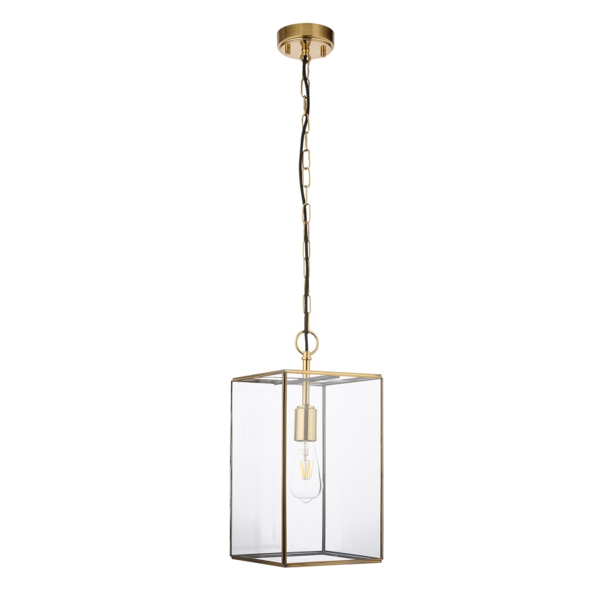 Endon 119141 - Lustru suspendat cu lanț HAMMOND 1xE27/10W/230V 21,5x21,5 cm alamă