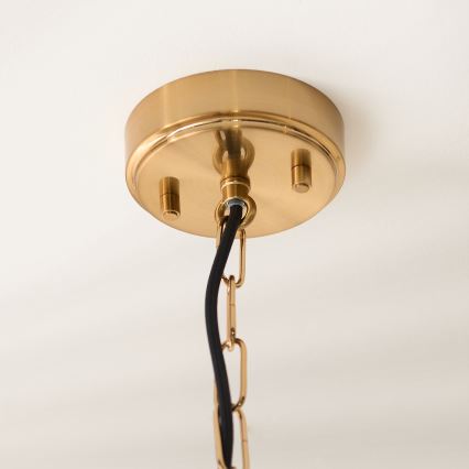 Endon 119141 - Lustru suspendat cu lanț HAMMOND 1xE27/10W/230V 21,5x21,5 cm alamă