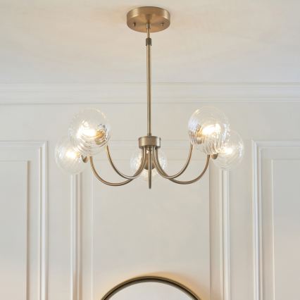 Endon 119210 - Candelabru HAGUE pe tijă, 5xG9/5W/230V, alamă