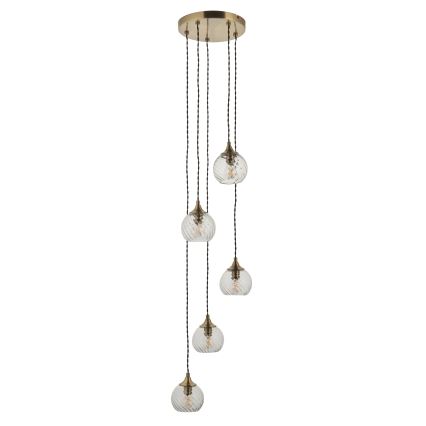 Endon 119435 - Candelabru suspendat pe cablu ALLEGRA 5xE14/7W/230V alamă