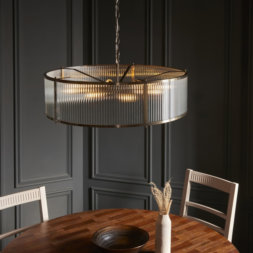 Endon 119455 - Candelabru RIDGETON cu lanț, 8xE14/7W/230V, alamă