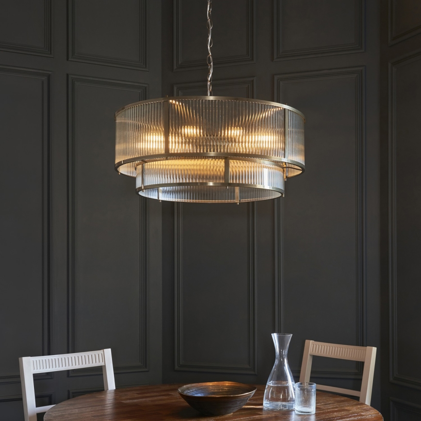 Endon 119456 - Candelabru RIDGETON pe lanț, 8xE14/7W/230V, alamă
