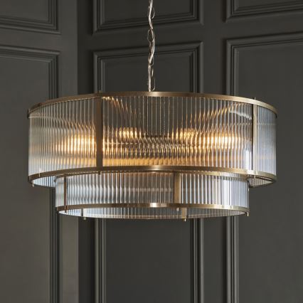 Endon 119456 - Candelabru RIDGETON pe lanț, 8xE14/7W/230V, alamă