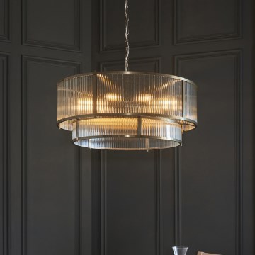 Endon 119456 - Lustră cu lanț RIDGETON 8xE14/7W/230V, crom mat