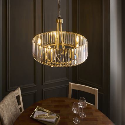Endon 119610 - Candelabru VISCONTI cu lanț, 5 x E14, 6 W, 230 V, alamă